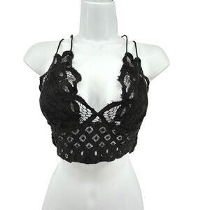 Better Be Lace Bralette Women M Black Boho Festival Coquette Flirt Strappy